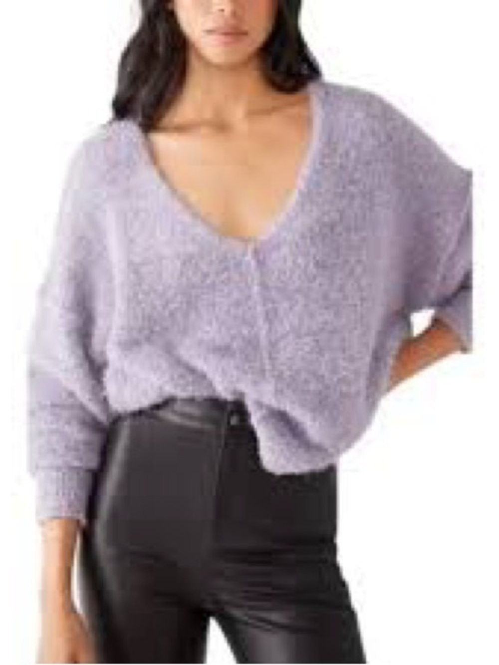 Wooden Ships Lavender V-Neck Slouchy Sweater